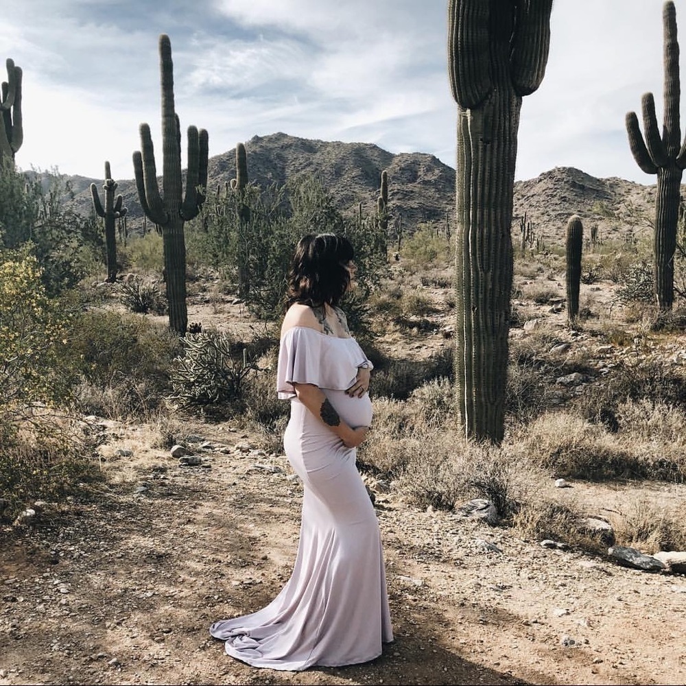 𝅺Pink lush Lavender maternity mermaid maxi dress - Picture 5 of 7